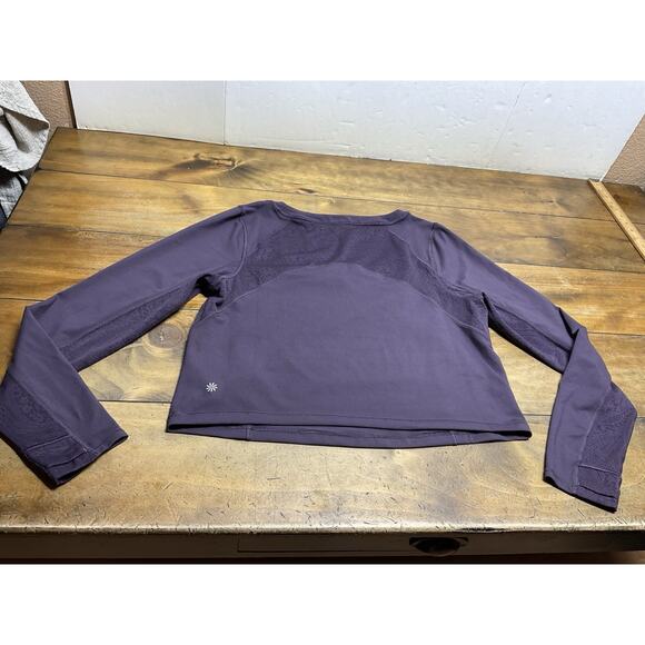 Athleta Shanti Lace Top Plus 1X Deep Crocus Violet Fitted Crop Scoop - Picture 11 of 12